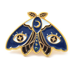 Alloy Enamel Brooches, Enamel Pin, with Butterfly Clutches, Butterfly, Golden, Marine Blue, 20x27.5x9.5mm(JEWB-P006-B01)