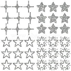 Glass Hotfix Rhinestone, Iron on Appliques, Costume Accessories, for Clothes, Bags, Pants, Star, 100x100mm, 4 sheets/set(DIY-WH0507-004)