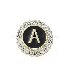 Letter Enamel Pins, Alloy Brooches for Backpack Clothes, with Clear Cubic Zirconia , Letter A, 17.8x17mm(JEWB-S042-03A-G)