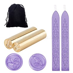 CRASPIRE DIY Scrapbook Making Kits, Including Rectangle Velvet Pouches, Brass Handles and Sealing Wax Sticks, Mixed Color, 15x12cm, 1pc(DIY-CP0005-19B)