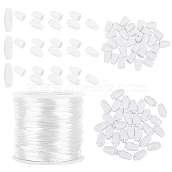 DIY Rubber Silicone Necklaces Making Kits, with 30Sets Plastic Breakaway Clasps and 10m Round Nylon Braided String Threads, White, 2mm(DIY-PH0002-27)
