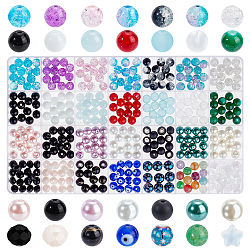 DIY Beads Jewelry Making Finding Kits, Including Crackle & Painted Glass Beads, Handmade Lampwork Beads, Mixed Color, 8~9mm, Hole: 1~1.6mm; about 389pcs/box(DIY-HY0001-27)