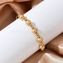 304 Stainless Steel Texture Bead Bangles, Ion Plating(IP), Golden, Inner Diameter: 2-3/8 inch(6.15cm)(BJEW-L610-18G)