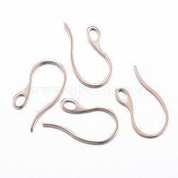 Ion Plating(IP) 304 Stainless Steel Earring Hooks, with Horizontal Loop, Rose Gold, 22x11.5x1mm, Hole: 2.5x3.5mm(X-STAS-H383-28RG)