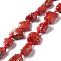 Natural Red Jasper Beads Strands, Nuggets, 16~36.8x13~28.5x8~21mm, Hole: 2~3.8mm, about 13pcs/strand, 16.26~17.52''(41.3~44.5cm)(G-B024-05)