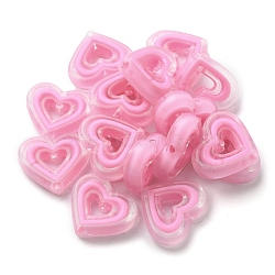 Acrylic Beads, Bead in Bead, Heart, Pearl Pink, 19.5x23x6mm, Hole: 3mm(X-SACR-G033-01D)