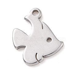 304 Stainless Steel Charms, Fish Charms, Stainless Steel Color, 11.5x10x1mm, Hole: 1.2mm(STAS-G287-07P)