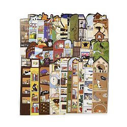 Paper Booknarks, Rectangle with Cat Pattern, Mixed Color, 143~145x39.5x0.5mm, 30pcs/set(STIC-H003-01)