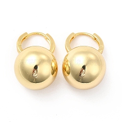Ball Brass Hoop Earrings for Women, Real 18K Gold Plated, 24.5x15.5mm, Pin: 1mm(EJEW-M026-01G)