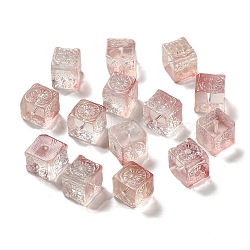 Transparent Glass Beads, Gradient Color, Square, Dark Salmon, 10x11x11mm, Hole: 1.5mm(GLAA-D025-02H)