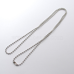 Tarnish Resistant 304 Stainless Steel Ball Chain Necklace Making, Stainless Steel Color, 35.4 inch(90cm), 2.4mm(IFIN-R114-2.4x900)