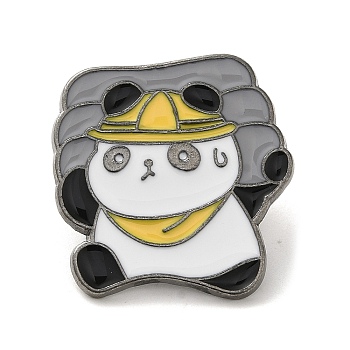 Animal with Cement Enamel Pins, Gunmetal Plated Alloy Badge for Backpack Clothes, Panda, 24.5x23.5x1.5mm