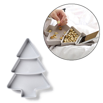 Christmas Tree Shaped Plastic Snack Dried Tray Box, for Kitchen Dining & Bar, Dark Gray, 260x185x30mm