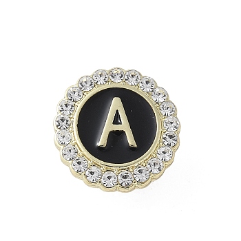 Letter Enamel Pins, Alloy Brooches for Backpack Clothes, with Clear Cubic Zirconia , Letter A, 17.8x17mm