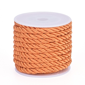 Polyester Cord, Twisted Cord, Dark Orange, 5mm, about 4.37 yards(4m)/roll