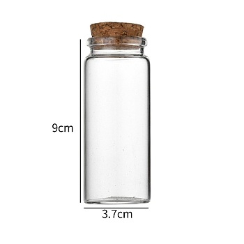 Glass Bottle, with Cork Plug, Wishing Bottle, Column, Clear, 3.7x9cm, Capacity: 70ml(2.37fl. oz)