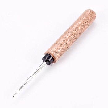 Wooden Awl Pricker Sewing Tool, Hole Maker Tool, for Punch Sewing Stitching Leather Craft, BurlyWood, 12.95x1.4cm