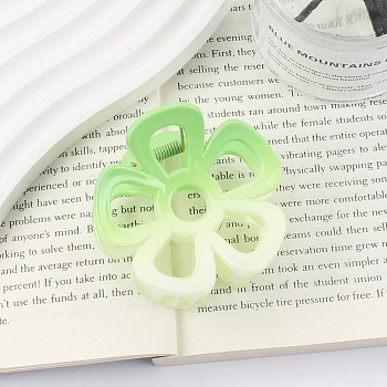 Gradient Hollow Flower Plastic Claw Hair Clips, Hair Accessories for Women Girl, Lime, 65x60mm