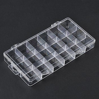 18 Grids Plastic Bead Storage Boxes, Rectangle, Clear, 21.8x11.8x2.5cm