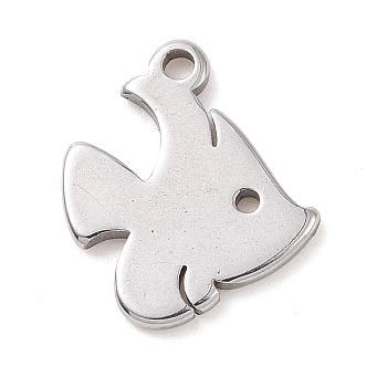 304 Stainless Steel Charms, Fish Charms, Stainless Steel Color, 11.5x10x1mm, Hole: 1.2mm