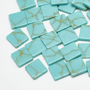 Synthetic Turquoise Cabochons, Dyed, Square, Turquoise, 12x12x2mm