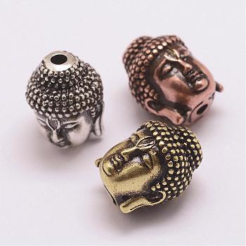 Brass Micro Pave Grade AAA Cubic Zirconia Beads, Long-Lasting Plated, Cadmium Free & Nickel Free & Lead Free, Buddha, Mixed Color, 13x10x10mm, Hole: 2mm