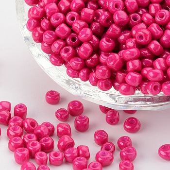 Baking Paint Glass Seed Beads, Camellia, 6/0, 4~5x3~4mm, Hole: 1~2mm, about 500pcs/50g, 50g/bag, 18bags/2pounds