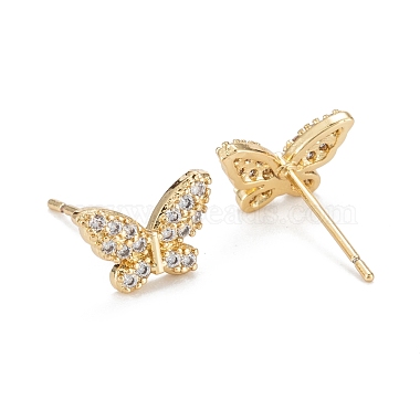 Butterfly Sparkling Cubic Zirconia Stud Earrings for Girl Women(EJEW-H126-14G)-2