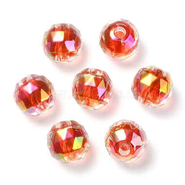 Two Tone UV Plating Rainbow Iridescent Acrylic Beads(TACR-D010-06D)-2