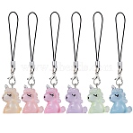 Resin Mobile Straps, Unicorn, Mixed Color, 8cm, 6pcs/set(HJEW-SW00081)