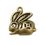 Tibetan Style Alloy Big Pendants, Rabbit Charms, Antique Bronze, 19x18x3.5mm, Hole: 1.4mm, about 769pcs/1000g(PALLOY-M198-32AB)