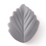 Silicone Beads, Leaf, Dark Gray, 24~24.5x19~19.5x7~7.5mm, Hole: 2mm(SIL-WH0001-20N)