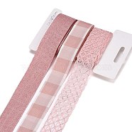 9 Yards 3 Styles Polyester Ribbon, for DIY Handmade Craft, Hair Bowknots and Gift Decoration, Light Pink Palette, Pink, 1~1-1/8 inch(25~28mm), about 3 yards/style(SRIB-A014-B03)