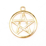 Zinc Alloy Pendants, Hollow, Ring with Star, Golden, 28x24x1mm, Hole: 3mm(PALLOY-WH0088-60C-G)