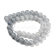 Spray Painted Crackle Glass Beads Strands, Gradient Color, Segmented Multi-color Beads, Round, Gray, 10mm, Hole: 1mm, about 38pcs/strand, 15.28 inch(38.8cm)(DGLA-C002-10mm-02)