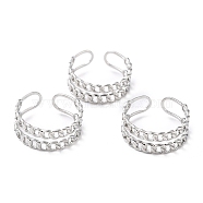 304 Stainless Steel Finger Rings, Cuff Rings, Long-Lasting Plated, Curb Chain Shape, Stainless Steel Color, US Size 6 3/4(17.1mm), 6.5~8mm(X-RJEW-L102-25P)