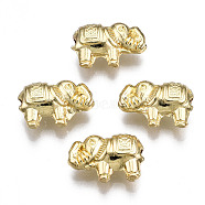 Rack Plating Alloy Beads, Cadmium Free & Lead Free, Elephant, Light Gold, 8.5x12.5x4.5mm, Hole: 1mm(PALLOY-T077-133LG-RS)