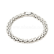 201 Stainless Steel Watch Band Bracelets, with 304 Stainless Steel Clasps, Stainless Steel Color, 220x9x4mm(STAS-E165-04P)