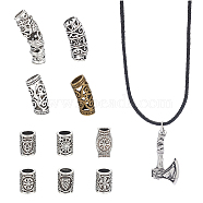 DIY Norse Viking Jewelry Set Making Kit, Including Braided Leather Cords, Alloy Dreadlock Braiding Hair Tube Beads, 304 Stainless Steel Pendants, Antique Silver, 12Pcs/box(DIY-UN0050-30)