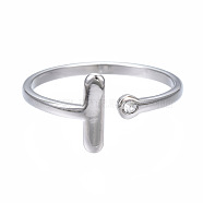 304 Stainless Steel Bar Open Cuff Ring for Women, Stainless Steel Color, US Size 7 1/4(17.5mm)(RJEW-T023-93P)