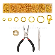 DIY Jewelry Making Finding Kit, Including Brass Jump Rings, Zinc Alloy Lobster Claw Clasps, Tweezers, Brass Rings, Pliers, Golden & Stainless Steel Color, 1153Pcs/bag(DIY-YW0006-16)