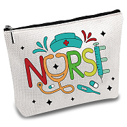 Polycotton Custom Canvas Stroage Bags,  Metal Zipper Pouches, Rectangle with Word Nurse, Word, 18x25cm(ABAG-WH0029-058)