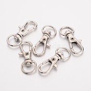 Alloy Swivel Clasps Lanyard Snap Hook, for Lanyard Key Rings Crafting Supplies, Platinum, 30.5x11x6mm, Hole: 5x9mm(E548Y)