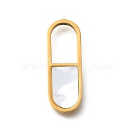 304 Stainless Steel Pendants, Oval Charms, with Plastic Imitation Shell, Ion Plating(IP), Golden, 21x7.5x1.5mm, Hole: 9x5.5mm(STAS-Q348-03A-G)