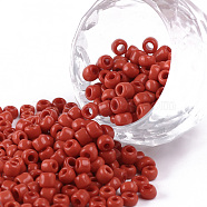 Glass Seed Beads, Opaque Colours Seed, Small Craft Beads for DIY Jewelry Making, Round, Red, 4mm, Hole:1.5mm, about 4500pcs/pound(SEED-A010-4mm-45)