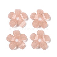 Translucent Epoxy Resin Glitter Powder Decoden Cabochons, Flower, Dark Salmon, 20x20x4mm(CRES-S367-15A)