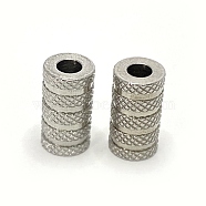 304 Stainless Steel Tube Beads, Grooved, Column, Stainless Steel Color, 11x6mm, Hole: 3mm(STAS-G161-11P)