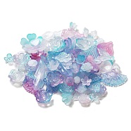 Imitation Jelly Acrylic Beads, Mixed Shapes, Sky Blue, 7.5~27x7.5~29.5x2.5~7.5mm, Hole: 1.5~2mm(OACR-H039-02B)