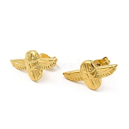 Ion Plating(IP) 304 Stainless Steel Airplane Stud Earrings for Women, Real 18K Gold Plated, 10x19.5mm, Pin: 0.8mm(EJEW-I281-17G)