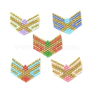 Handmade Loom Pattern MIYUKI Seed Beads, Arrowhead Pendants, Mixed Color, 18~19x22.5~23x2mm, Hole: 0.7mm(PALLOY-MZ00123)